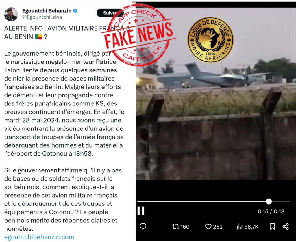 INTOX : Cet avion militaire vu à l’aéroport de Cotonou Bénin n ...