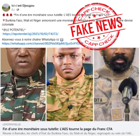 CANULAR : Le président de la Confédération des Etats du Sahel (AES), n’est pas le signataire de ce communiqué relatif au retrait des pays de la confédération du franc CFA.